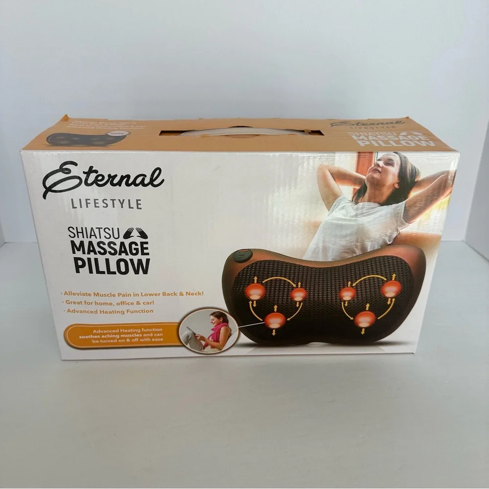 Eternal Lifestyle Shiatsu Massage Pillow Heated Neck Back Massager AC & Car
